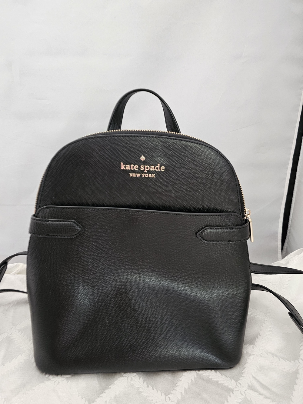 Kate Spade Black Leather Stacy Dome Mini Backpack